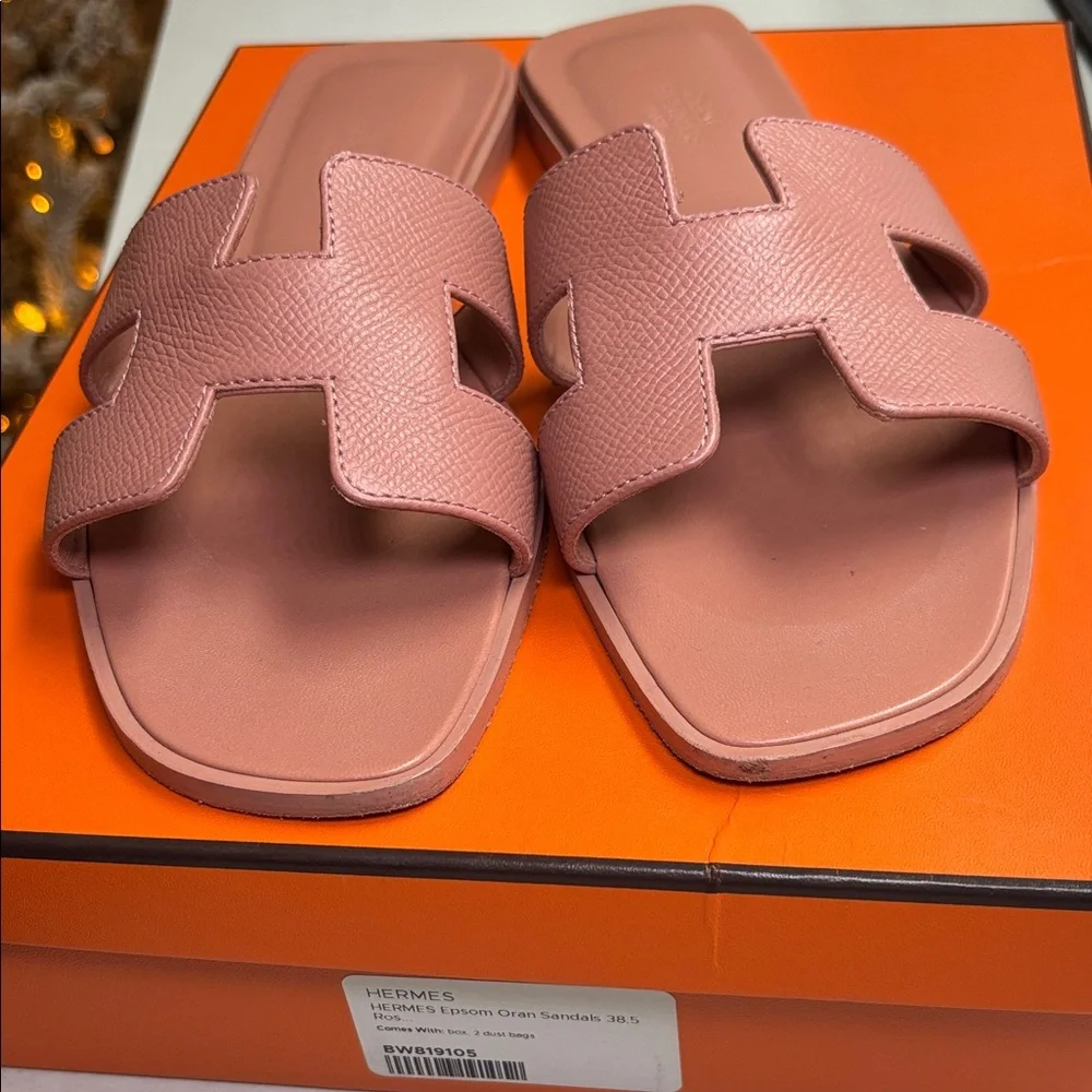 Authentic Hermes Oran Rose Aube size 8.5 - Picture 1 of 12